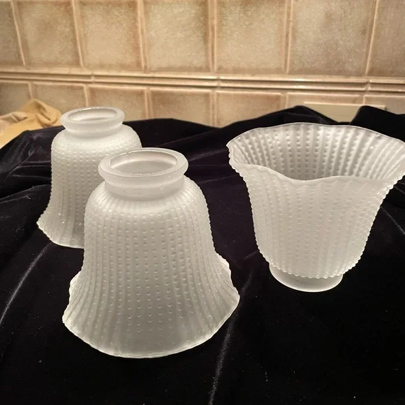 Vintage Frosted, Beaded Light Difussers - Picture 6 of 7